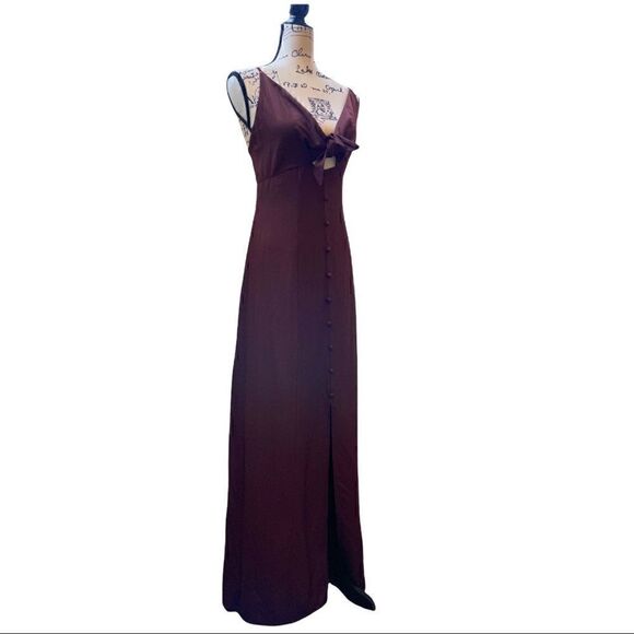 Lè Rumi Dresses & Skirts - LèRumi Eggplant Midi/ Maxi Lola Dress with Front Bow Size S/ M adjustable strap
